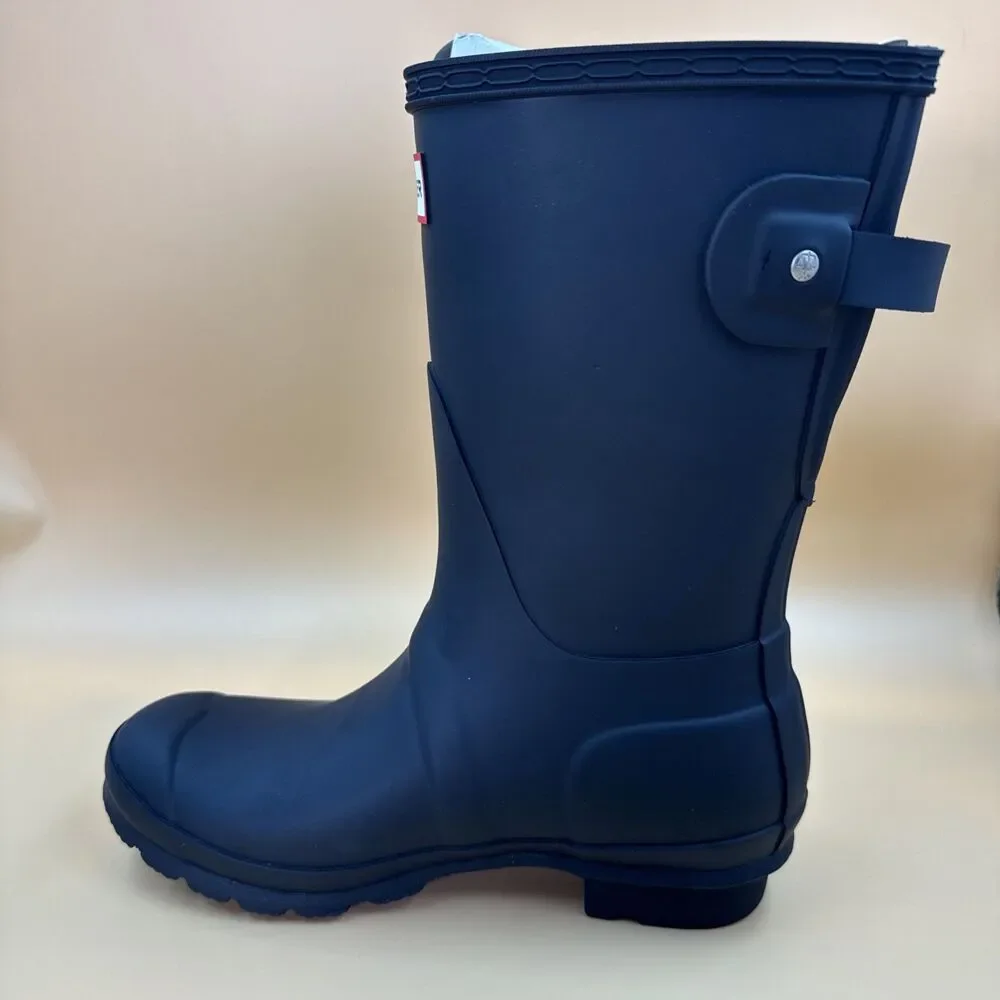 New Hunter Women's Navy Blue Original Short Back Adjustable Rain Boots Size 6
